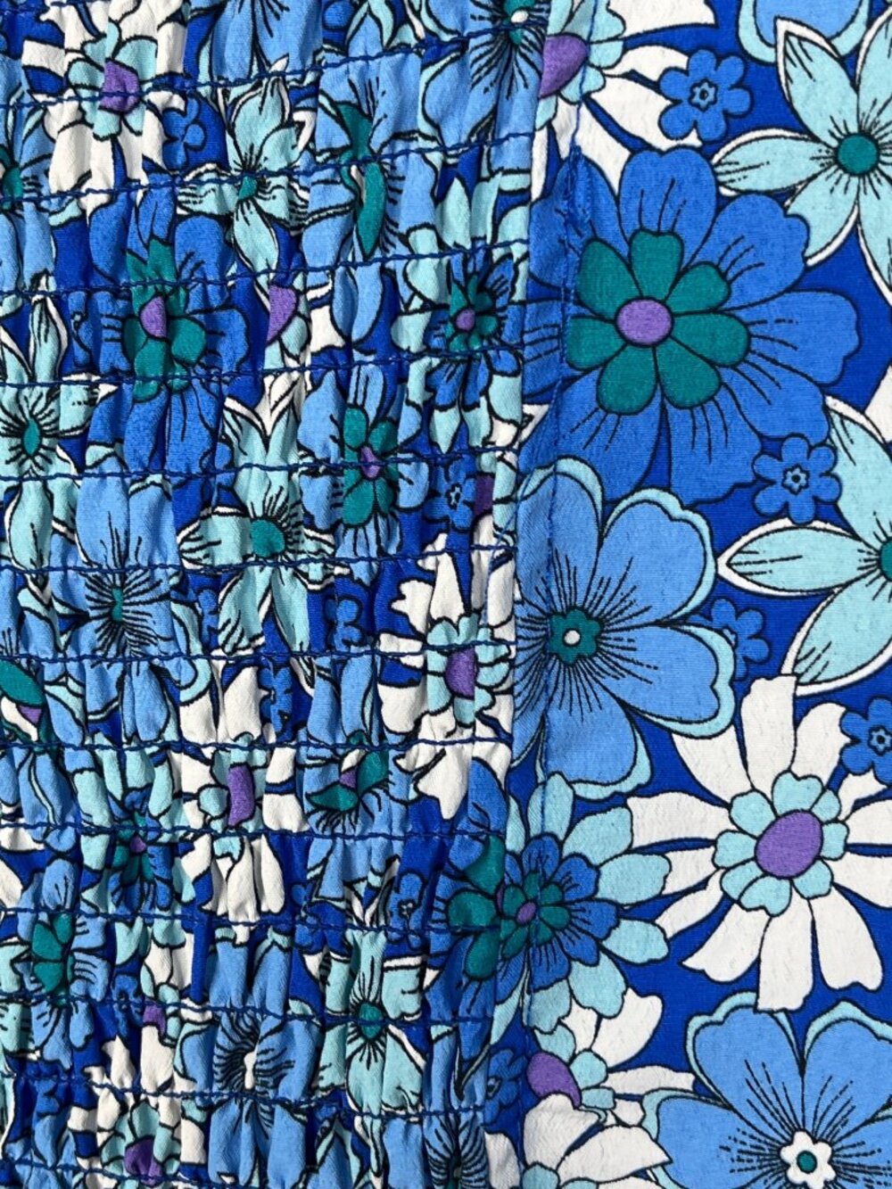 Amy Byer Girls 16 Blue Floral Boho Peasant Blouse Long Sleeve - Picture 6 of 6
